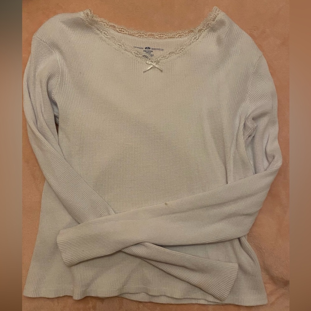 Brandy Melville Long Sleeve Lace Bow Top